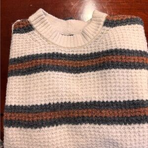 American Eagle Outfitters White, Brown, and Gray Crewneck Sweater Women’s XS